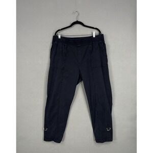 Soft Surroundings Pants Womens 1X Blue Twill Jogger Elastic Waist Buckle Hem